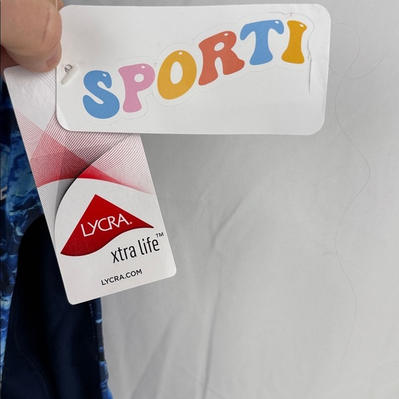 Sporti Cogent Thin Strap Blue Patterned Women’s Size 26 Full Coverage Swimsuit - Picture 5 of 7